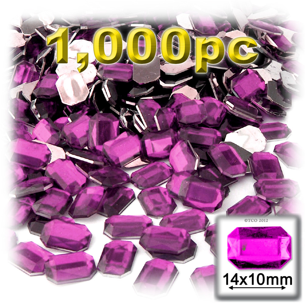 Rhinestones | Flatback | Rectangle | 10x14mm | 1,000-pc | Fuchsia ...