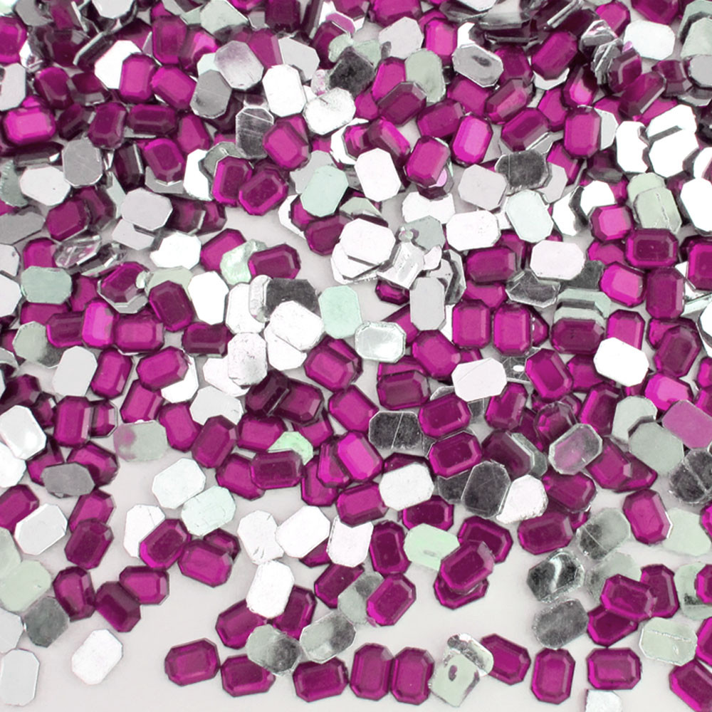 Rhinestones | Flatback | Rectangle | 6x8mm | 1,000-pc | Fuchsia| Crafts ...