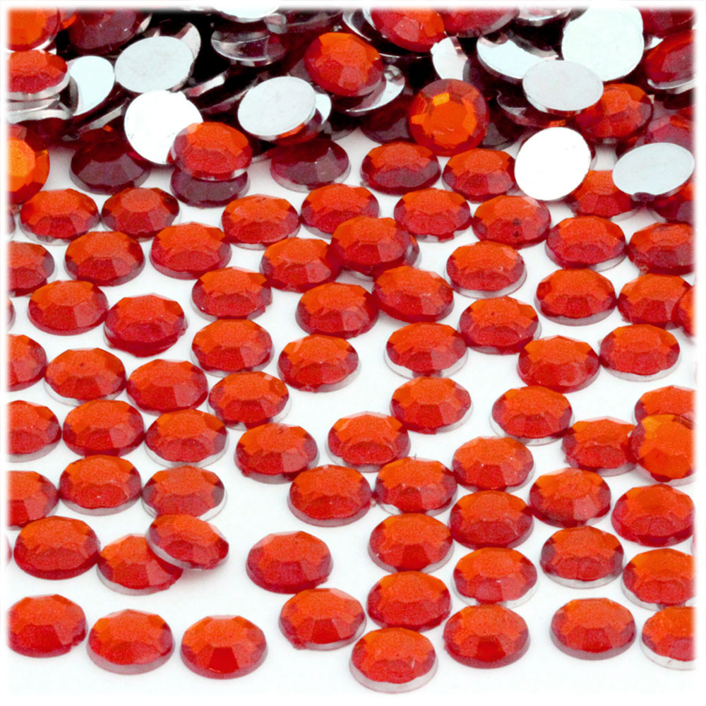 Rhinestones | Flatback | Round | 8mm | 1,000-pc | Ruby Red | Crafts Outlet