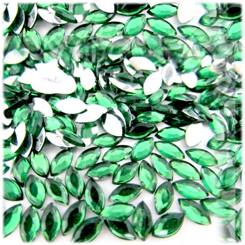 Rhinestones, Flatback, Eye, 5x10mm, 1,000-pc, Emerald Green