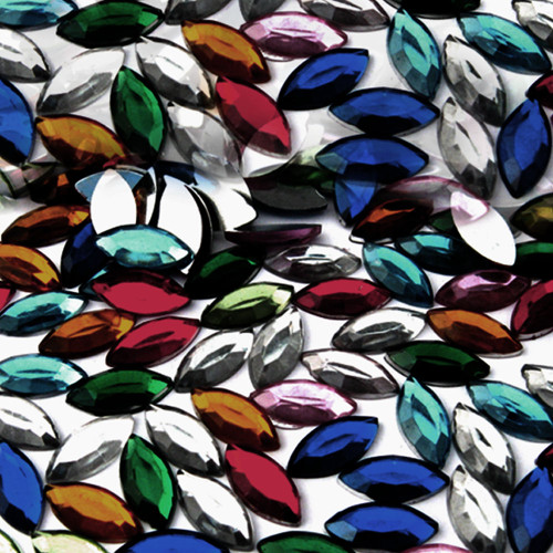 Rhinestones, Flatback, Eye, 5x10mm, 10,000-pc, Jewel Tone Assortment