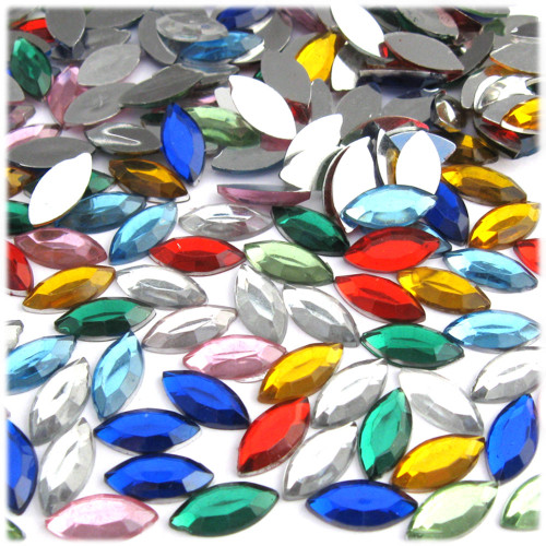 Rhinestones, Flatback, Eye, 7x15mm, 1,000-pc, Mixed Colors