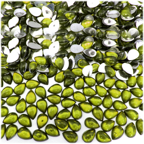 Rhinestones, Flatback, Teardrop, 4x6mm, 288-pc, Olive Green