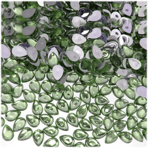 Rhinestones, Flatback, Teardrop, 5x8mm, 144-pc, Light Green