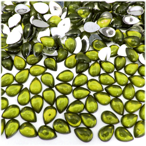 Rhinestones, Flatback, Teardrop, 5x8mm, 10,000-pc, Olive Green