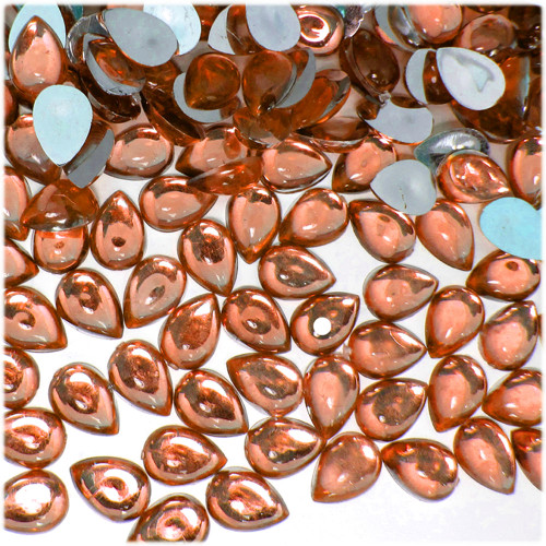 Rhinestones, Flatback, Teardrop, 6x10mm, 144-pc, Light Orange