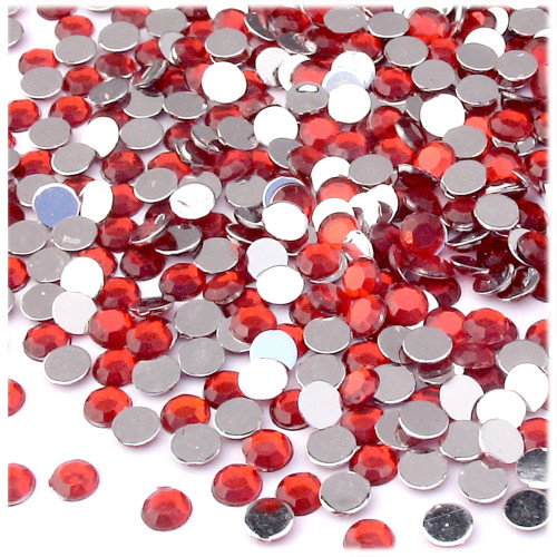 Rhinestones, Flatback, Round, 6mm, 144-pc, Ruby Red