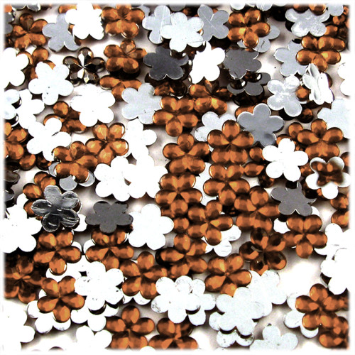 Rhinestones, Flatback, Flower, 15mm, 144-pc, Beer Brown