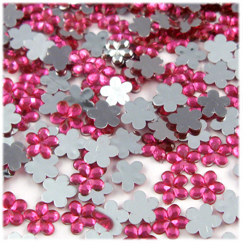 Rhinestones, Flatback, Flower, 15mm, 144-pc, Hot Pink