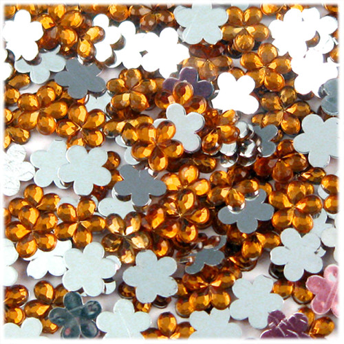 Rhinestones, Flatback, Flower, 15mm, 1000-pc, Orange