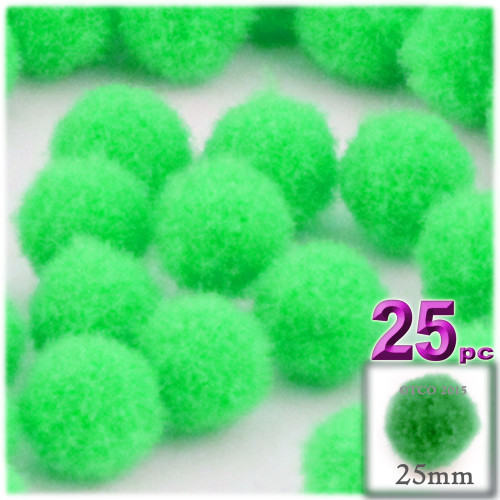 Acrylic Pom Pom, 25mm, 25-pc, Lime Green
