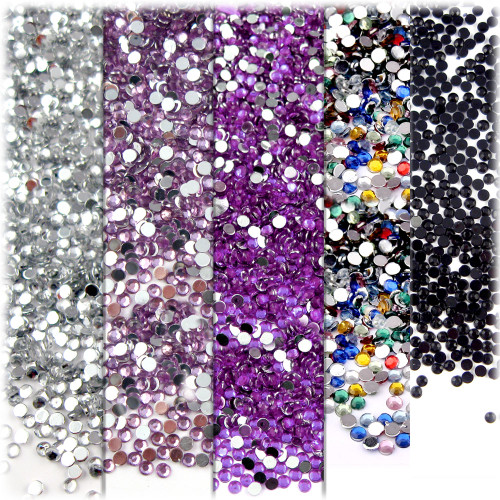 5-Pack Set (5X - 5,000-Piece), 1.5mm Rhinestones, Purple Tones
