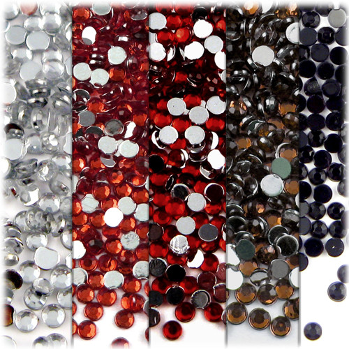 5-Pack Set (5X - 144-Piece), 5mm Rhinestones, Red Tones