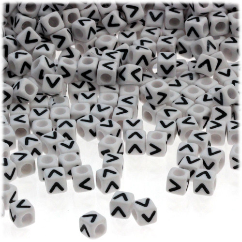 1,000-pc Alphabet Beads, Cube 7mm, Black text, Letter V