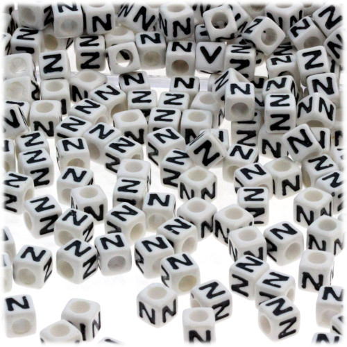 1,000-pc Alphabet Beads, Cube 7mm, Black text, Letter Z