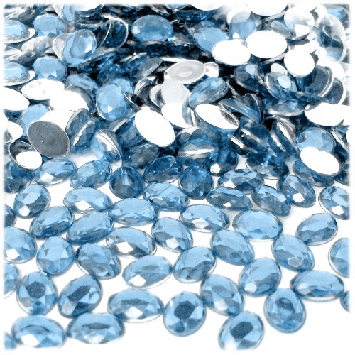 Rhinestones, Flatback, Oval, 6x8mm, 10,000-pc, Light Baby Blue