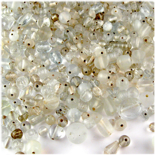 Glass Beads, Assorted, 6-12mm, 1oz=28g, The Crafts Outlet, Clear