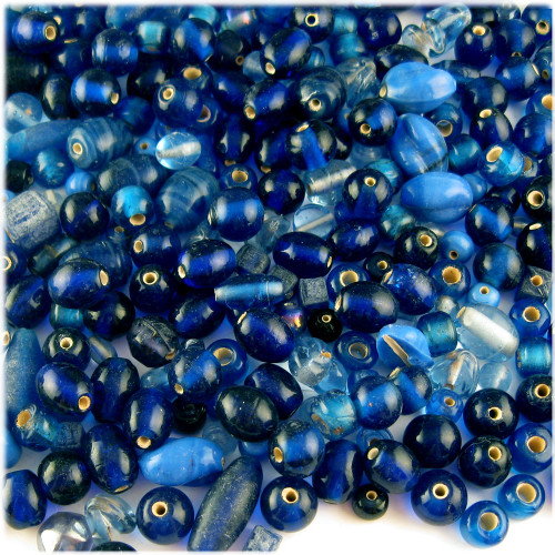 Glass Beads, Assorted, 6-12mm, 1oz=28g, The Crafts Outlet, Royal Blue