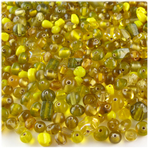 Glass Beads, Assorted, 6-12mm, 1oz=28g, The Crafts Outlet, Yellow