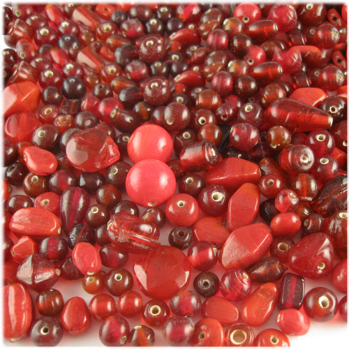 Glass Beads, Assorted, 6-12mm, 1lb=454g, The Crafts Outlet, Red