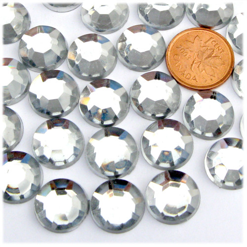 Rhinestones, Flatback, Round, 14mm, 72-pc , Clear