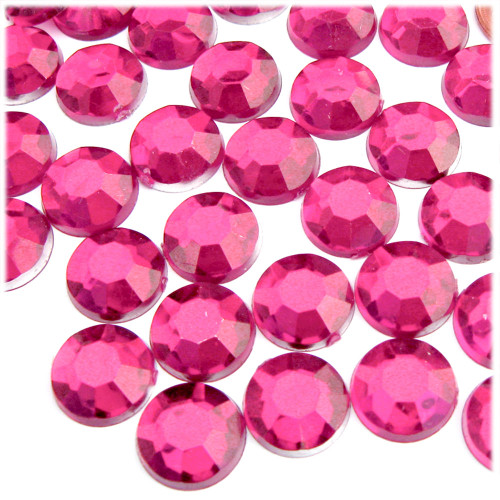 Rhinestones, Flatback, Round, 14mm, 1,000-pc, Hot Pink