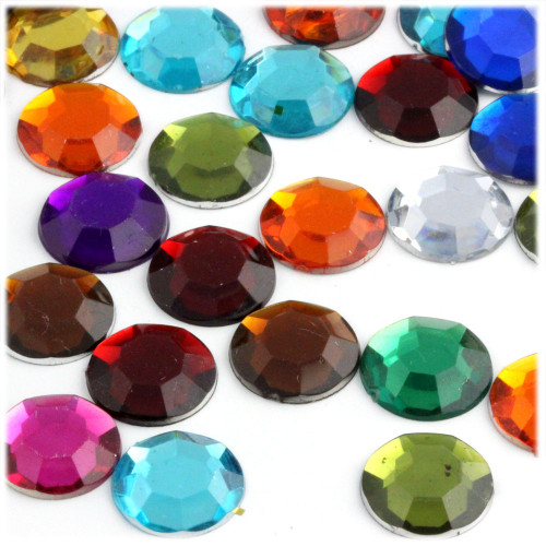 Rhinestones, Flatback, Round, 14mm, 1,000-pc , Jewel Tone Assortment