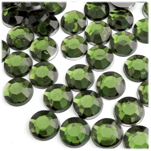 Rhinestones, Flatback, Round, 14mm, 144-pc, Olive Green