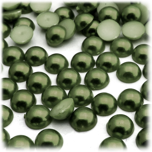 Half Dome Pearl, Plastic beads, 8mm, 1,000-pc, Olive Green