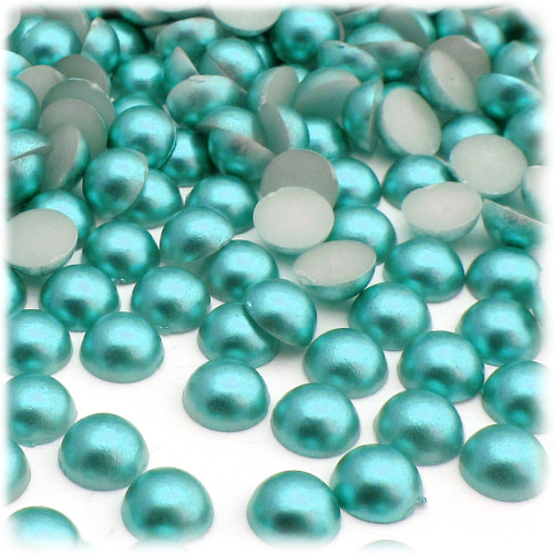 Half Dome Pearl, Plastic beads, 8mm, 144-pc, Aquamarine Blue