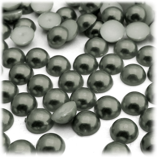 Half Dome Pearl, Plastic beads, 8mm, 144-pc, Charcoal Gray