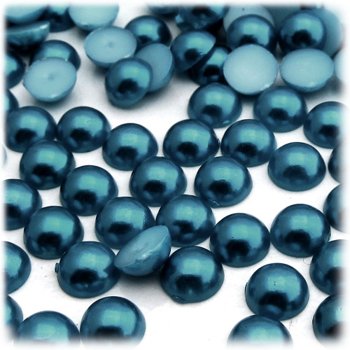 Half Dome Pearl, Plastic beads, 8mm, 144-pc, Midnight Aquamarine Blue