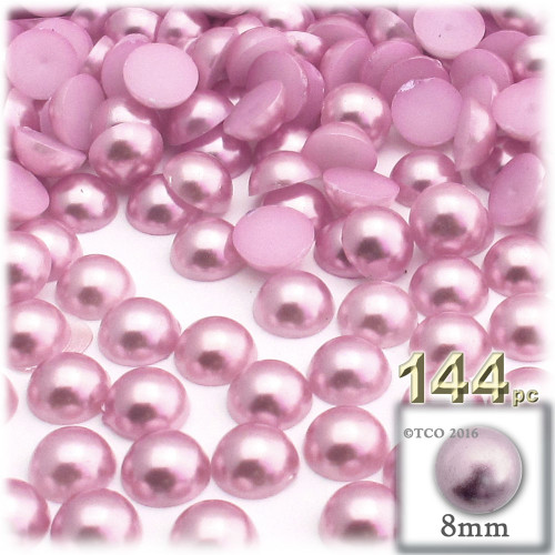 Half Dome Pearl, Plastic beads, 8mm, 144-pc, Satin Pink