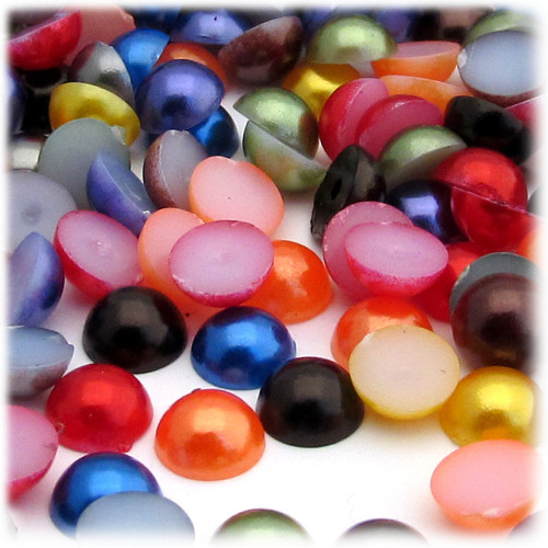 Half Dome Pearl, Plastic beads, 10mm, 1,000-pc, Jewel Tone Mix