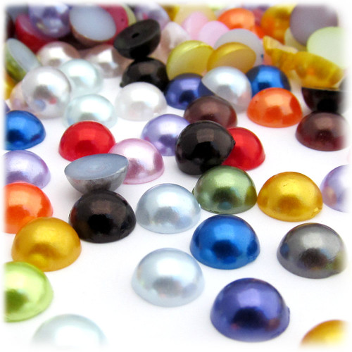 Half Dome Pearl, Plastic beads, 10mm, 144-pc, Multi Mix