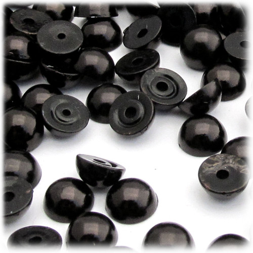 Half Dome Pearl, Plastic beads, 10mm, 144-pc, Pitch Black