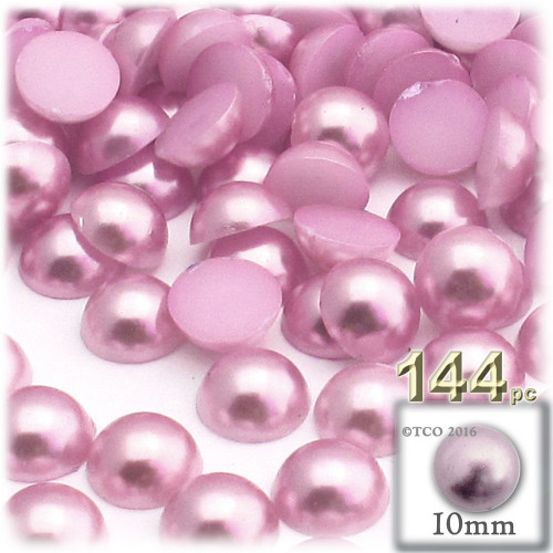Half Dome Pearl, Plastic beads, 10mm, 144-pc, Satin Pink