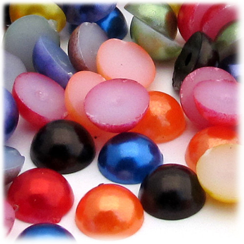 Half Dome Pearl, Plastic beads, 12mm, 1,000-pc, Jewel Tone Mix