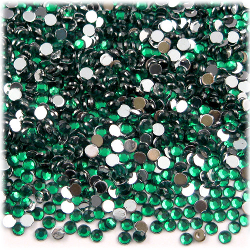 Rhinestones, Flatback, Round, 3mm, 10,000-pc, Emerald Green