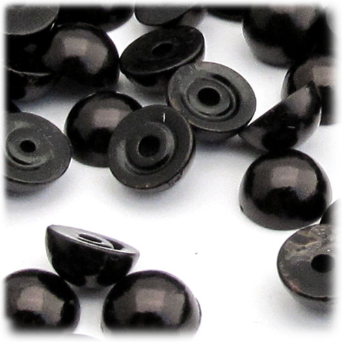 Half Dome Pearl, Plastic beads, 12mm, 1,000-pc, Pitch Black