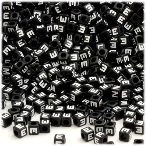 7mm Black Or White - Alphabet Cube Beads A to Z - Letter Beads