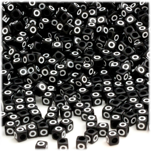 1,000-pc Alphabet Beads, Cube 7mm, White text, Letter O