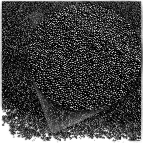 Glass Beads, Microbeads, Opaque, Metallic coated, 0.6mm, 4OZ, Black