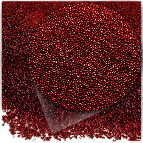 Glass Beads, Microbeads, Opaque, Metallic coated, 0.6mm, 4OZ, Devil red Wine