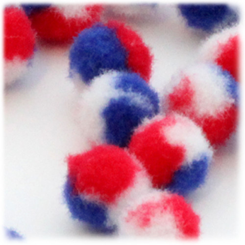 Acrylic Pom Pom, 51mm, 10-pc, Tri-Color Red White and Blue