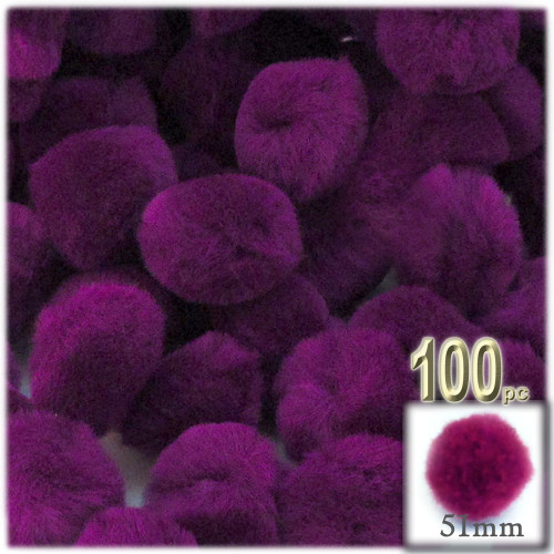 Acrylic Pom Pom, 51mm, 100-pc, Fuchsia
