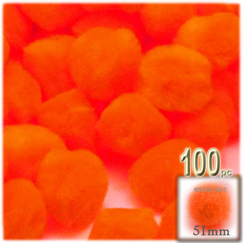 Acrylic Pom Pom, 51mm, 100-pc, Neon Orange