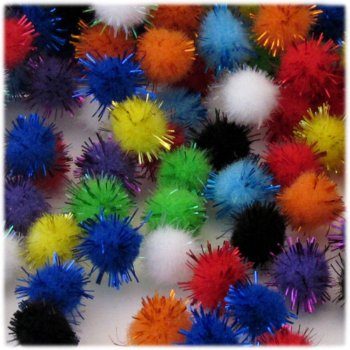 The Crafts Outlet Chenille Sparkly Pom Poms, Pink Porcupine, 0.5-inch  (12mm), 10-pc, Pink