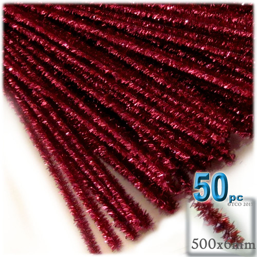 The Crafts Outlet Chenille Sparkly Stems, Pipe Cleaner, 20-in 50-cm, 10-pc, Red