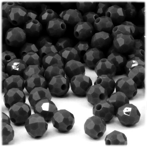 Plastic Faceted Beads, Opaque, 10mm, 500-pc, Black